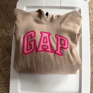 GAP Beige Hoodie with Vibrant Pink Logo